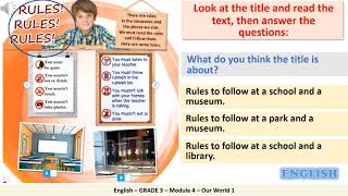Grade 3  English  Module 4   Our World 1