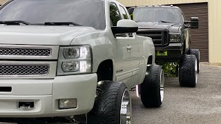 SILVERADO ON 24x14 WITH 4 INCH WHEEL SPACERS | TRUCK SHOW | HUGE BURNOUTS