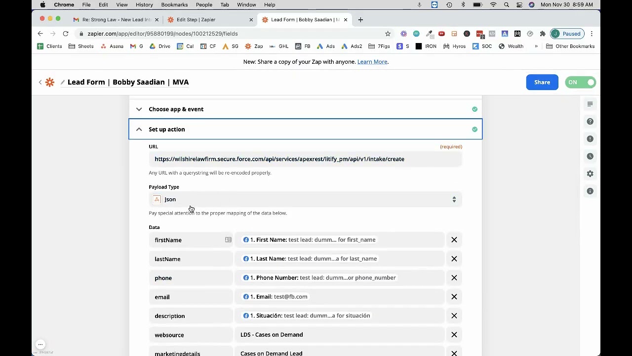 Zapier webhook CRM integration tutorial screenshot