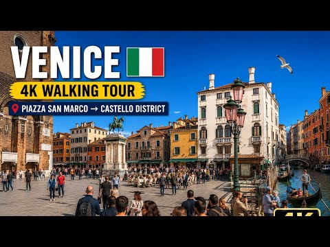 VENICE | ITALY Walking Tour 4K 🇮🇹  | 📍 PIAZZA SAN MARCO → CASTELLO DISTRICT