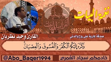 (فَضْلًا مِّنَ اللَّهِ وَنِعْمَةً ۚ ) من أجمل المقاطع للقارئ وحيد نظريان ( نغمة البيات )