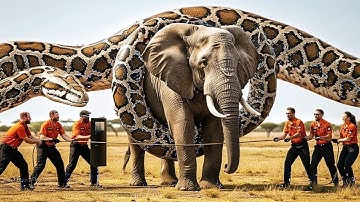 Heroic rescue team battles to save innocent mother elephant from giant python attack🐍