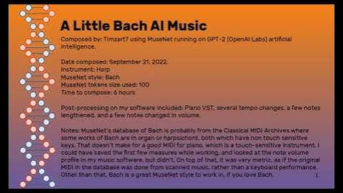 A Little Bach AI Music -- composed using MuseNet artificial intelligence by OpenAI