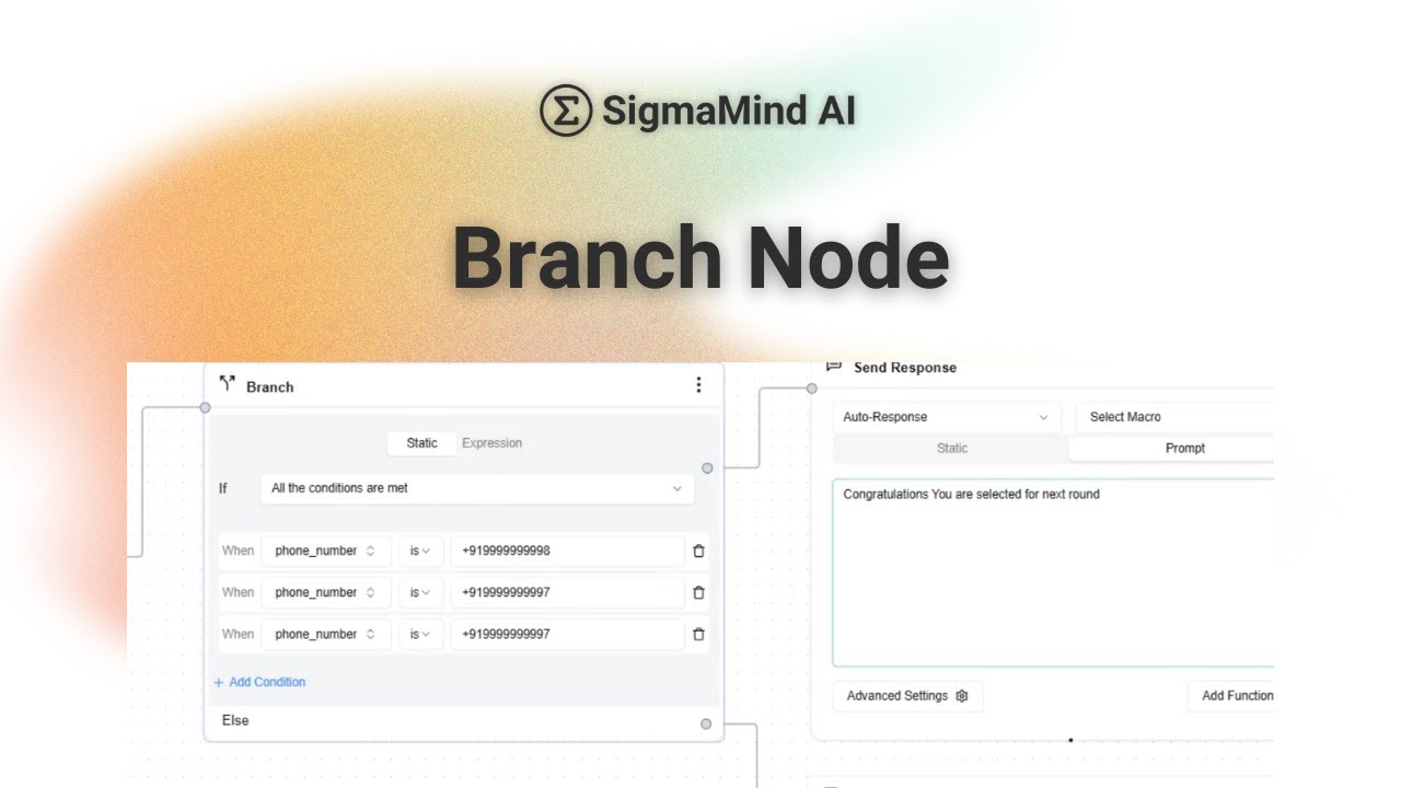How to Use Branch Node in SigmaMind AI | Conditional Logic & Smart ...