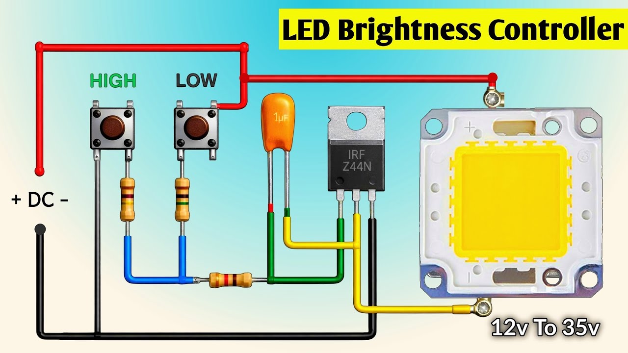 Push Button LED Brightness controller circuit - YouTube