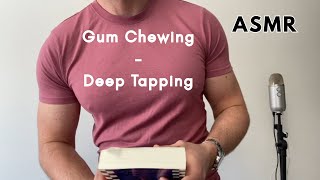 ASMR Gum Chewing &amp; Chaotic Book Tapping - Soft Spoken Deep English Male Voice
