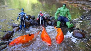 Looking for Toys Ultraman Zero, Ultraman Orb, Ultraman Ginga, Taiga, Hulk and Big Koi Fish in the...