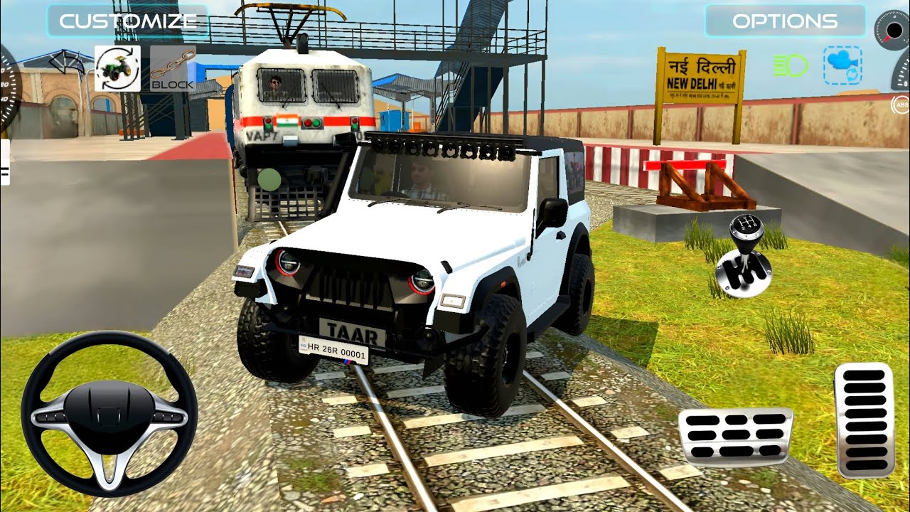 😱💥🛻Thar had to race against the train but it went into a big game💥🚉