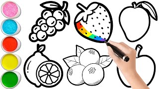 how to draw FRUITS step by step for kids easy | drawing , painting & coloring for Kids&Toddlers