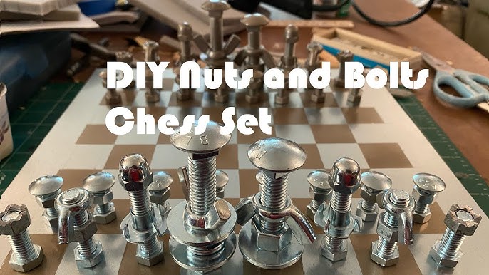 Chess Set Pieces From Bolts and Nuts / Real Car Engine Parts / 