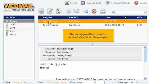 RoundCube - How to open an email message in RoundCube