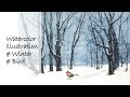 Watercolor Illustration | Snowy Day in the Woods