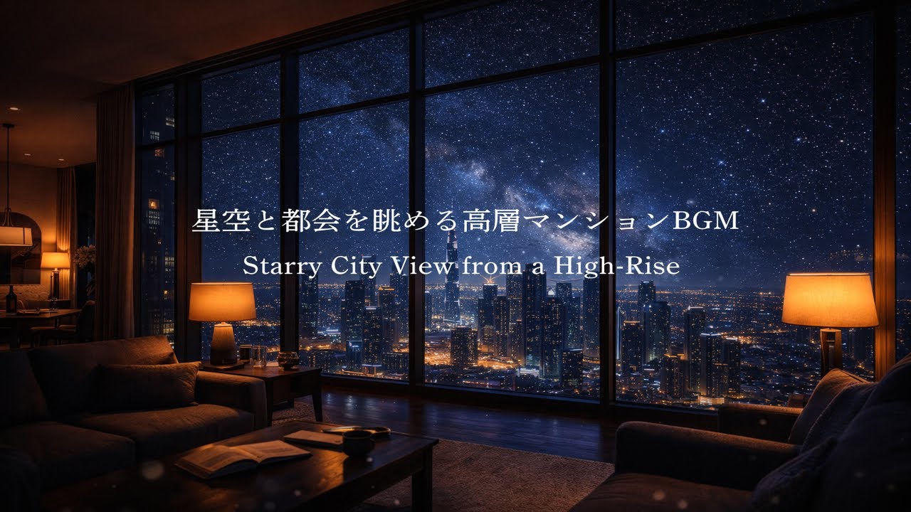 【星空と都会を眺める高層マンションBGM】Starry City View from a High-Rise 　Relaxing Ambient Music