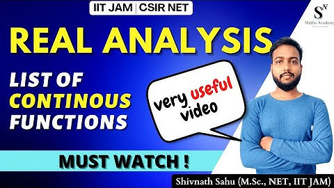 List of Continuous Functions | Real Analysis | IIT JAM Mathematics | CSIR NET Mathematics