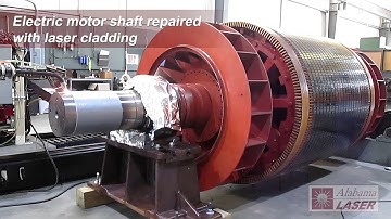 Electric motor shaft repair using laser cladding