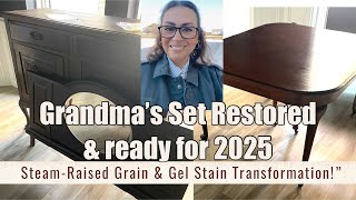 Grandma's Table & Buffet Restoration | Steam-Raised Grain | Gel Stain Application | Antiques in 2025