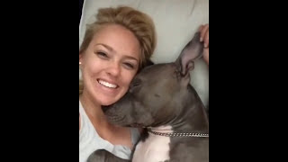 Pit Bull gives kisses after waking from deep sleep #shorts