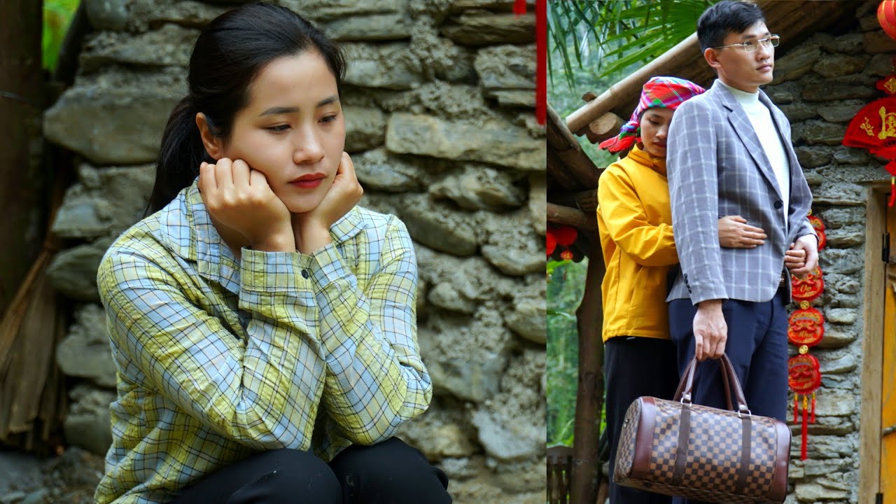 Linda was alone by the stone house; Quang had left and hadn't returned yet.