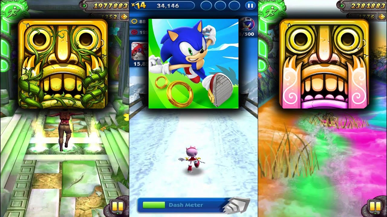 Temple Run 2 Blooming Sands Vs Sonic Dash Vs Temple Run 2 Holi Festival ...