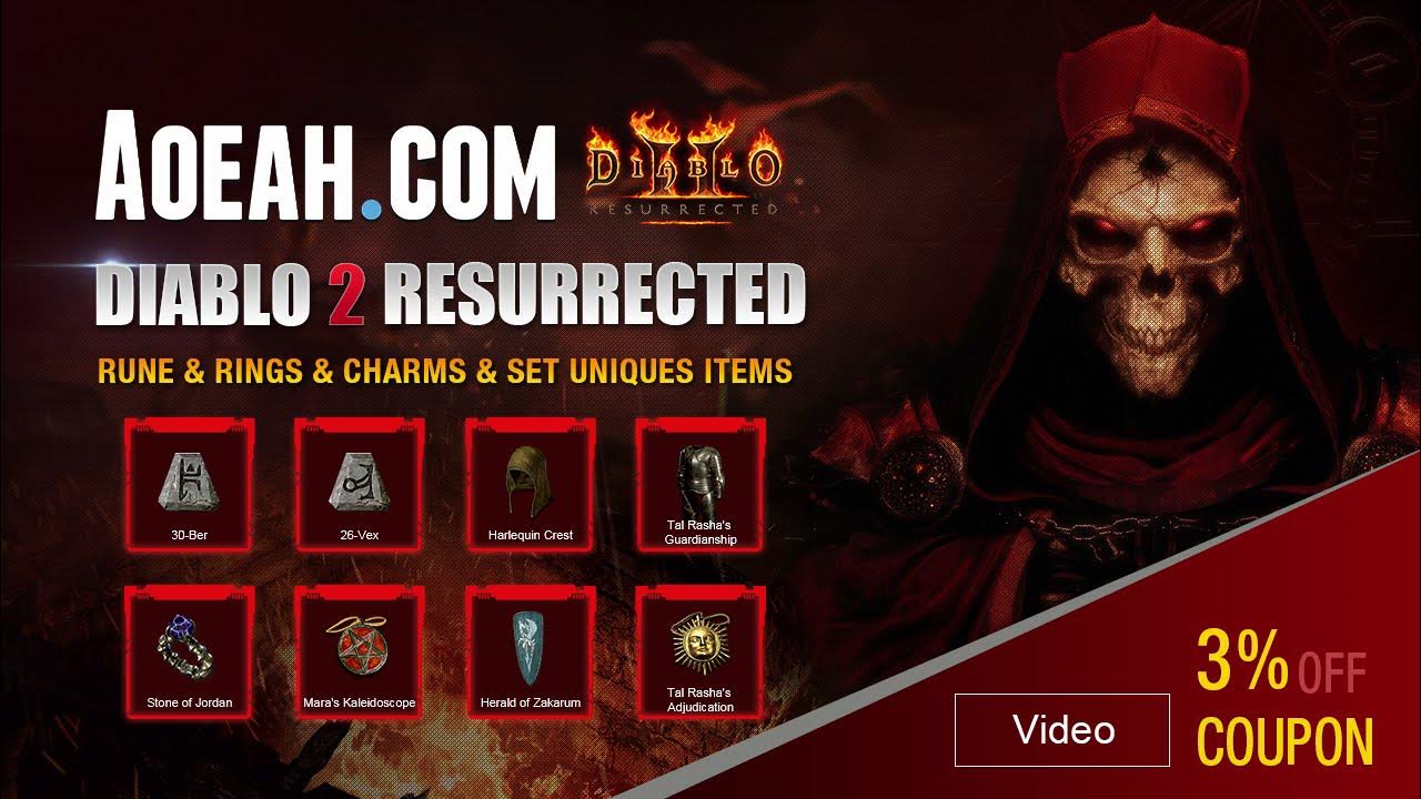 Buy D2R Items Coupon "VIDEO" For Cheap Diablo 2 Resurrected Items on