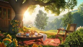 Relax Jazz Music In Outdoor With Cafe 🌸 Fairy Summer Ambience | Jazz Instrumental Music For Study