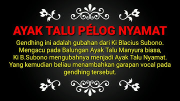 AYAK TALU NYAMAT NURROSO ORIGINAL (audio)