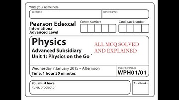 Edexcel Physics Unit 1 January 2015 IAL MCQ