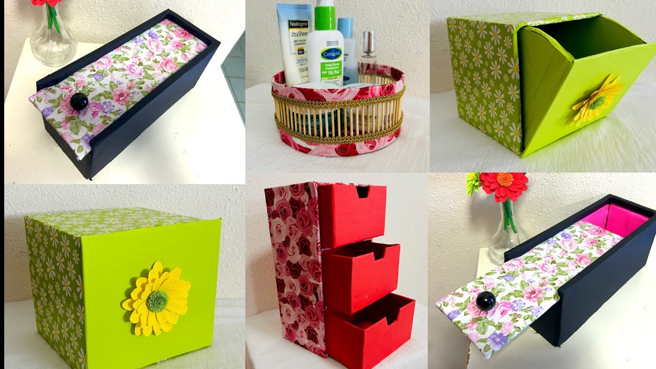 EASY CARDBOARD BOX CRAFT / BEAUTIFUL DIY IDEA WITH WASTE CARDBOARD BOXES/  DIY ORGANIZER BOX 