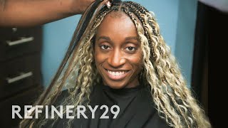 I Got 30 Inch Dirty Blonde Goddess Braids For The First Time | Hair Me Out | Refinery29