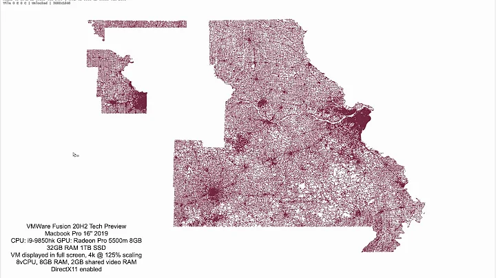 VMWare Fusion ArcGIS Pro rendering test