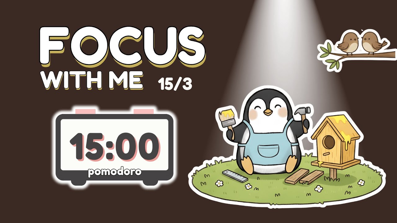 1h Pomodoro Buddie  ADHD | Study with me deep Focus | 15x3 timer countdown