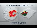 NHL Highlights | Flames vs. Wild - Mar. 1, 2022