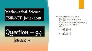 one dimensional heat equation CSIR NET JUNE 2018 question 94