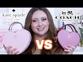 COMPARING THE ICONIC KATE SPADE AND COACH HEART CROSSBODY BAGS! Try On, What Fits Inside and Review!