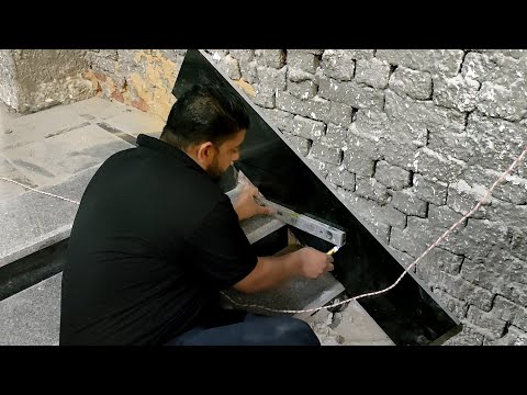 أسهل طريقة لعمل التلابيس المشطوره علي درج السلم قطعه واحده التلابيس المائله