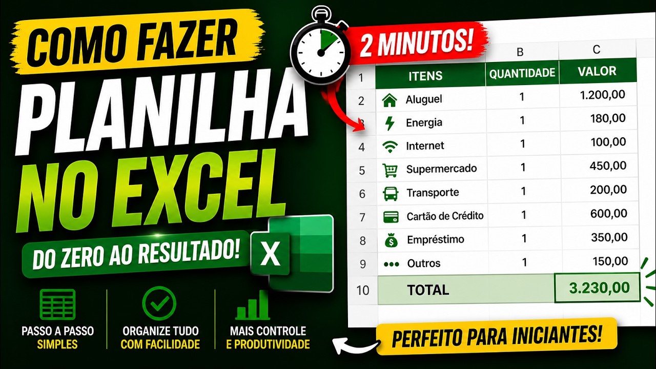 Como Fazer uma Planilha no Excel do Zero (Passo a Passo Simples) - YouTube