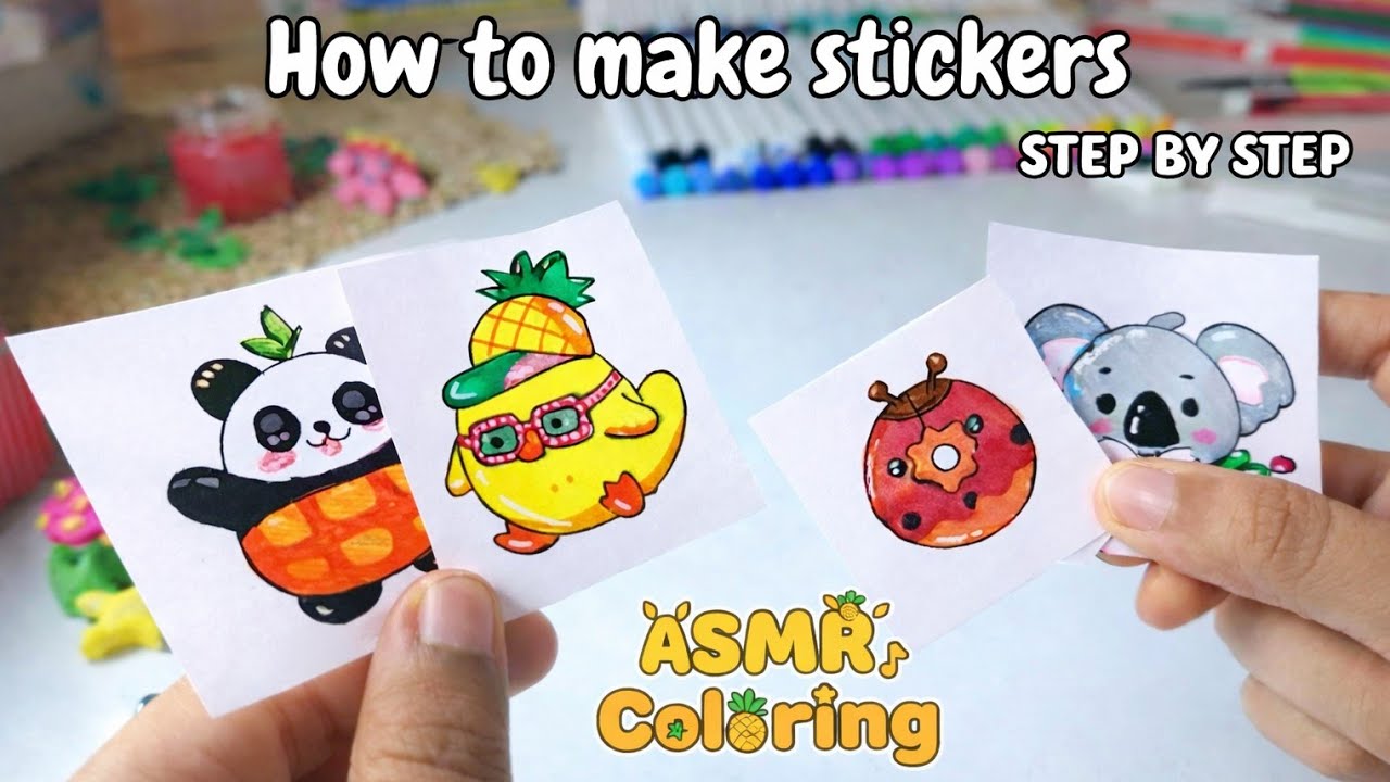 How to make cute kawaii stickers at home🐞✨ | Step by step | ASMR cute animal color | Easy and cheap