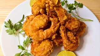 طريقة عمل الجمبرى(روبيان) المقلى كرسبي ومقرمش  all crispy shrimp secret 🍤🦐s