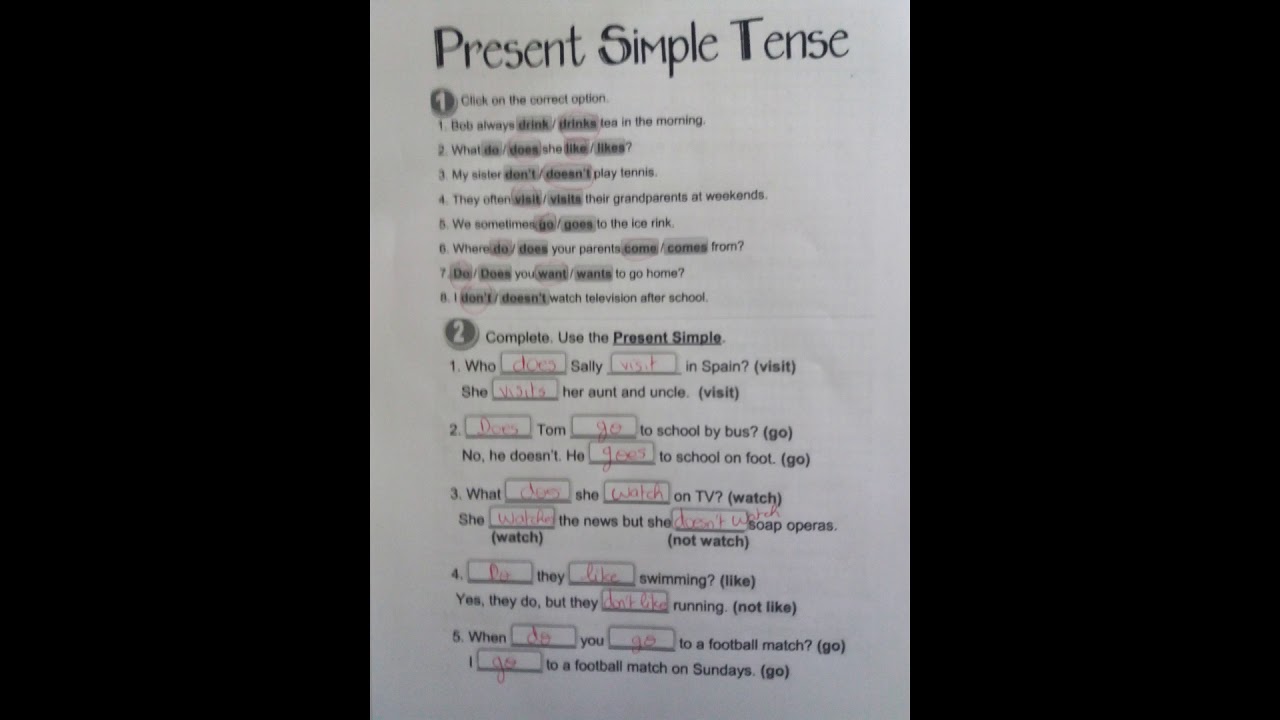 explication correction présent simple - YouTube