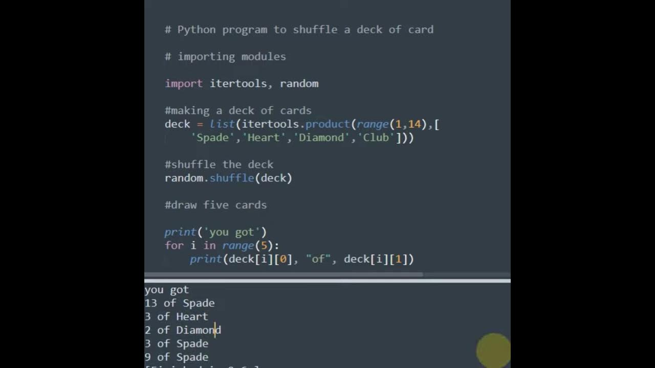 Python Program to Shuffle Deck of Cards #shorts - YouTube