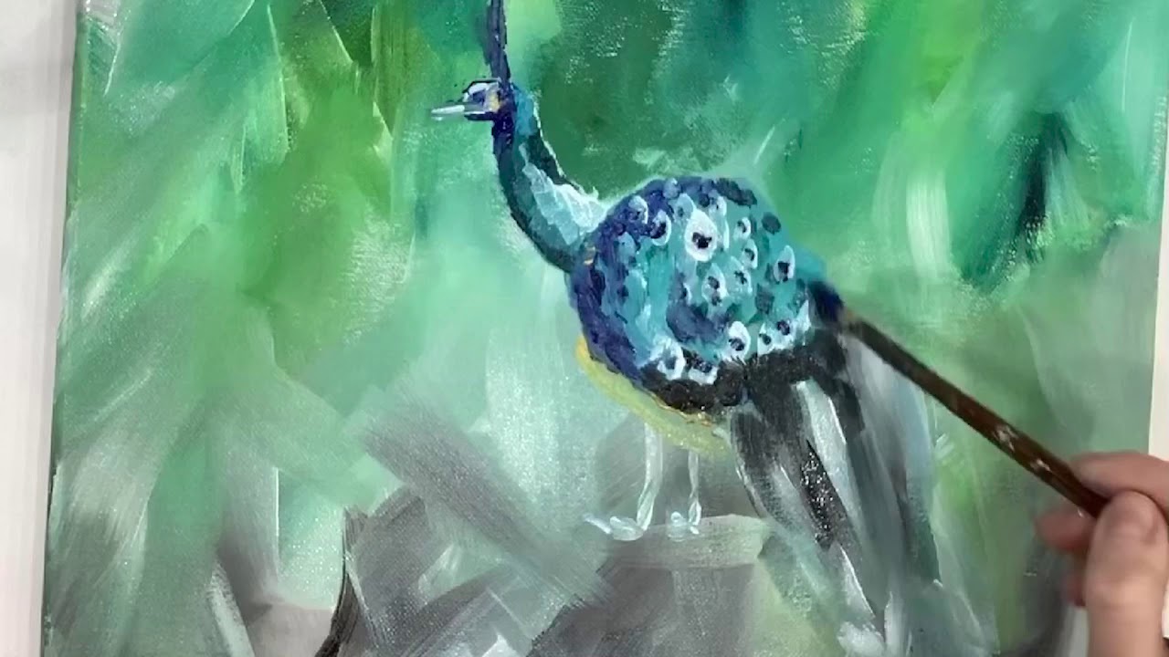 How to Paint a Peacock with acrylic paint - YouTube