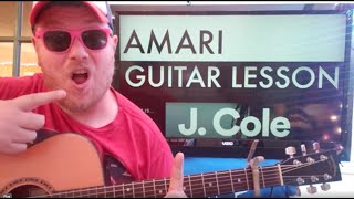 How To Play amari Guitar J Cole easy guitar tutorial beginner lesson easy chords