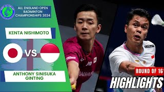 Kenta Nishimoto (JPN) vs. Anthony Sinisuka Ginting (INA) - R16 | All England Open 2024