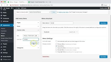 Social menu setup - Roogan WordPress theme