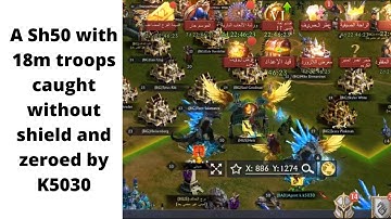 A Sh50 with 18m troops caught without shield and zeroed by K5030  | King of Avalon