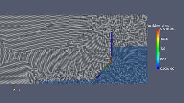 Fluid-structure interaction in two-phase gravity driven flow.