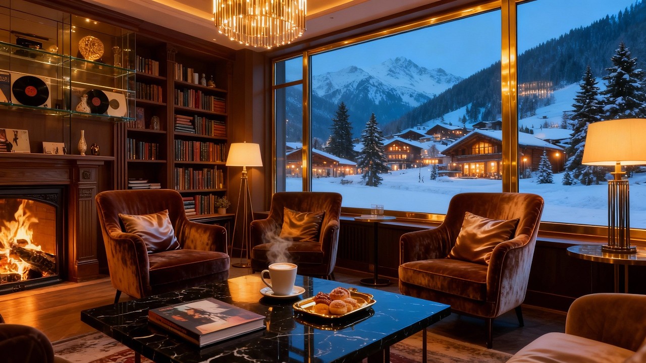 Peaceful Winter Forest ❄️ Cozy Cabin Fireplace & Soft Piano Jazz