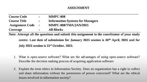 IGNOU MMPC-008 Solved Assignment Jan 2025 | July 2025 [FREE] | MBA | Information System for Managers