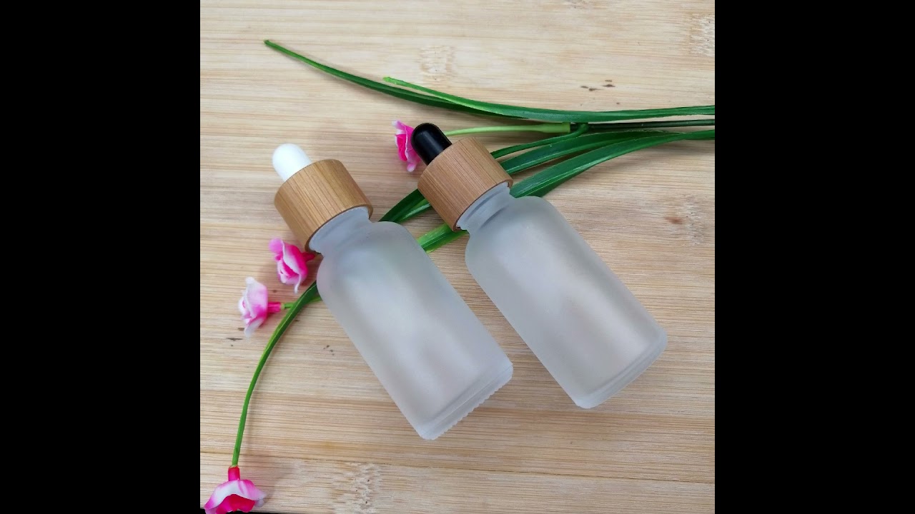 Ready stock 30ml dropper bottle, bamboo cap dropper+frosted glass body,packing materials