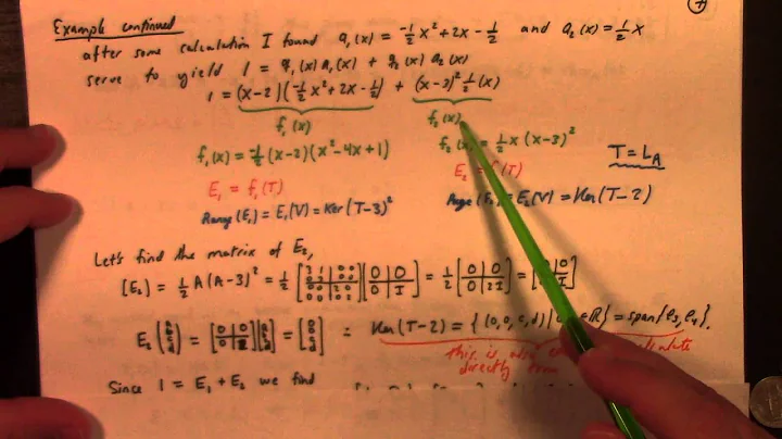 Linear Algebra: E.M.L. 2, idempotent examples the E_i and q_i and the a_i of the proof